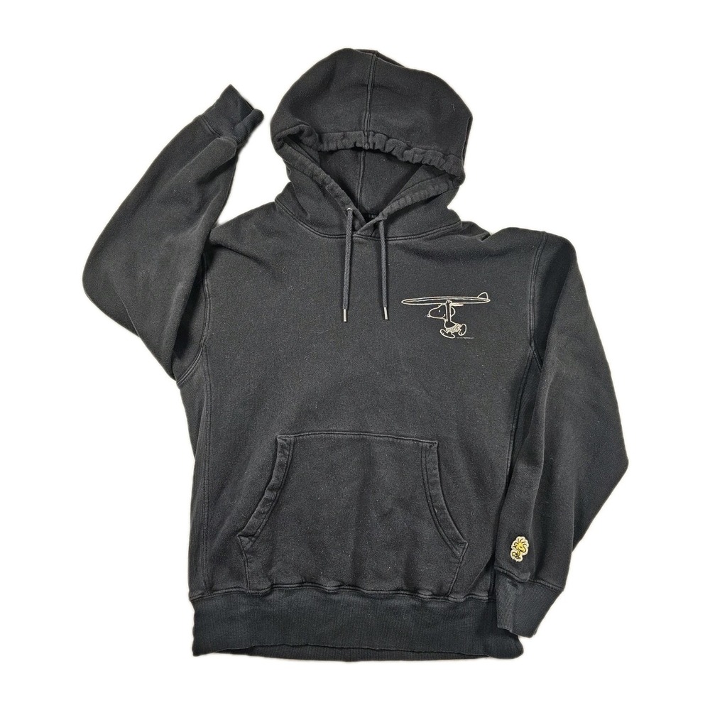 J.Crew x Peanuts Snoopy Surf Hoodie Mens Medium Black Woodstock‎ Patch USA Made
